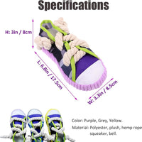 HKM-9570877 Dog Toy Cotton Rope Shoe Slippers with Squeaker and Bell for Teething and Interactive Play