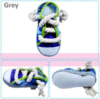 HKM-9570877 Dog Toy Cotton Rope Shoe Slippers with Squeaker and Bell for Teething and Interactive Play