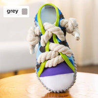 HKM-9570877 Dog Toy Cotton Rope Shoe Slippers with Squeaker and Bell for Teething and Interactive Play