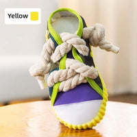 HKM-9570877 Dog Toy Cotton Rope Shoe Slippers with Squeaker and Bell for Teething and Interactive Play