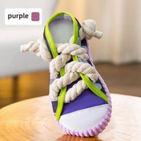HKM-9570877 Dog Toy Cotton Rope Shoe Slippers with Squeaker and Bell for Teething and Interactive Play