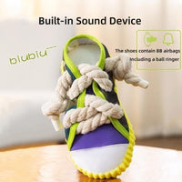 HKM-9570877 Dog Toy Cotton Rope Shoe Slippers with Squeaker and Bell for Teething and Interactive Play