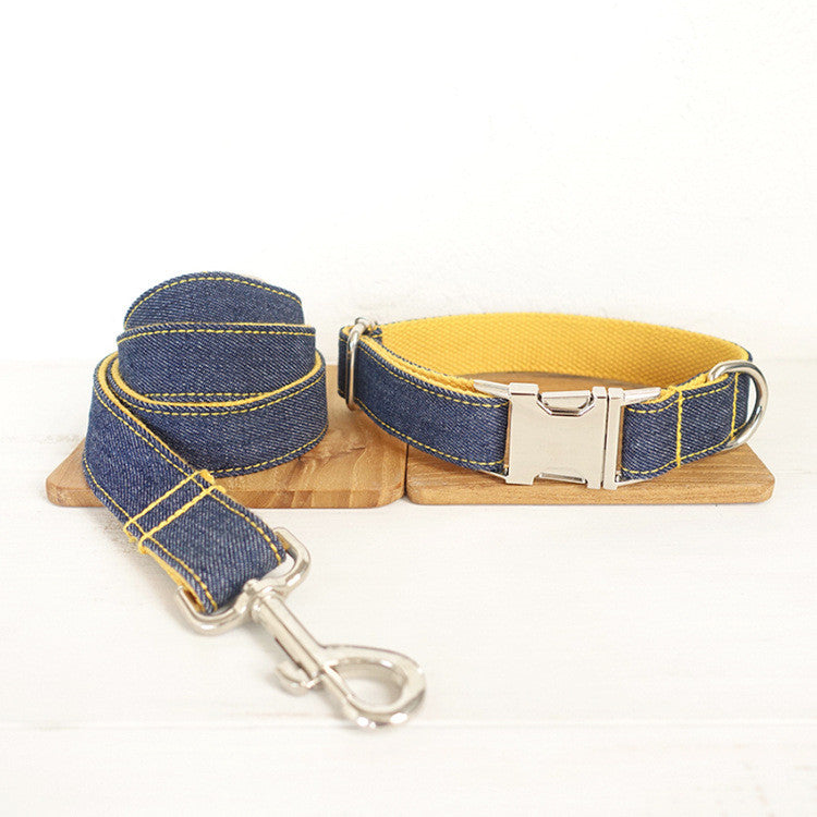 HKM-9571261 Pet Cowboy Collar in Blue and Yellow, Made of Durable Polyester - Available in XS, S, M, L, XL Sizes