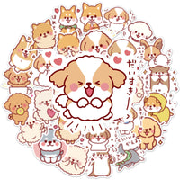 HKM-957139 Cute Dog Graffiti Stickers - 50 Adhesive PVC Cartoon Designs