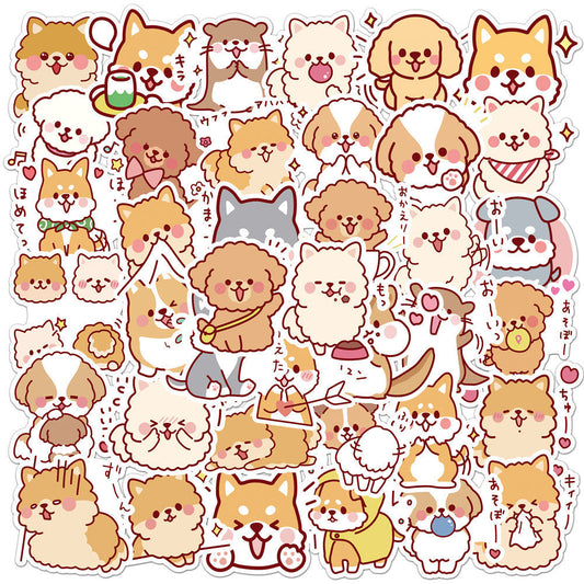 HKM-957139 Cute Dog Graffiti Stickers - 50 Adhesive PVC Cartoon Designs