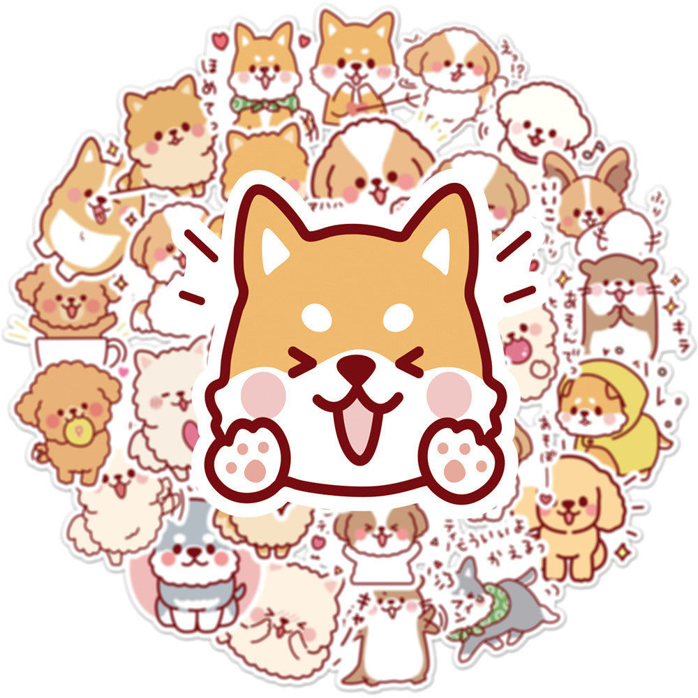 HKM-957139 Cute Dog Graffiti Stickers - 50 Adhesive PVC Cartoon Designs