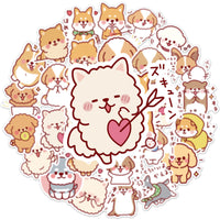 HKM-957139 Cute Dog Graffiti Stickers - 50 Adhesive PVC Cartoon Designs