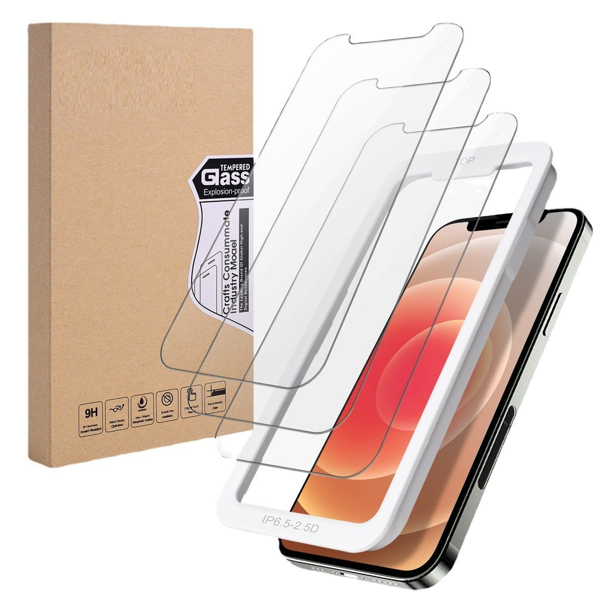 HKM-957203 Purple Matte Anti-Peep Tempered Glass Film for iPhone Models