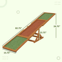 HKM-9574077 Wooden Dog Agility Seesaw for Training and Exercise, Weather-Resistant, Suitable for Dogs Up to 88 lbs, 83 L x 16 W x 14 H Inch