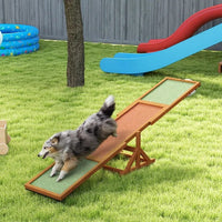 HKM-9574077 Wooden Dog Agility Seesaw for Training and Exercise, Weather-Resistant, Suitable for Dogs Up to 88 lbs, 83 L x 16 W x 14 H Inch