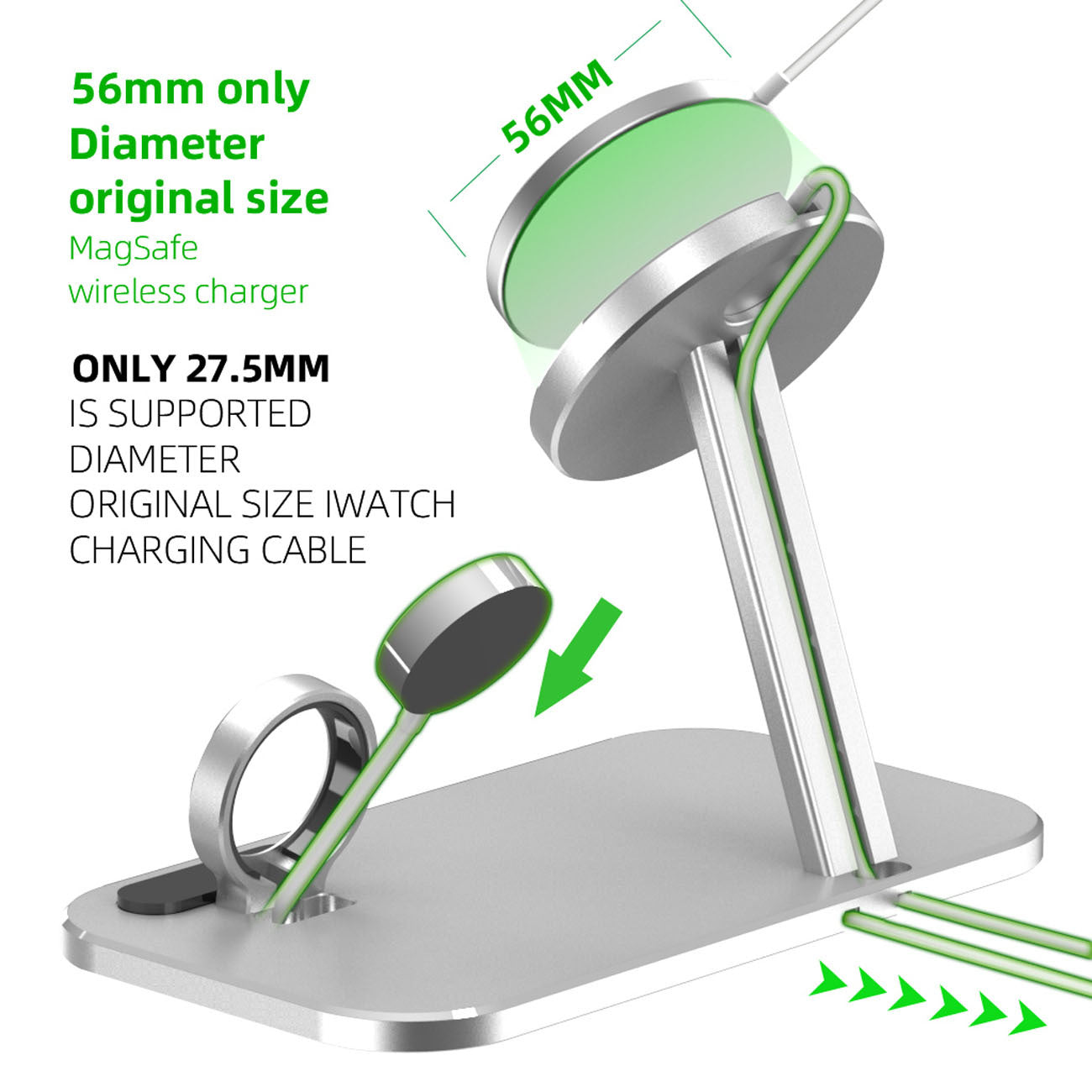 HKM-957523 Alloy Charging Stand for Smartwatches and Data Cables - Desktop Storage Base
