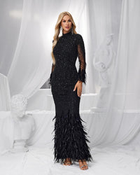 HKM-957523 Elegant Black Evening Dress for Women - Sophisticated and Timeless Style