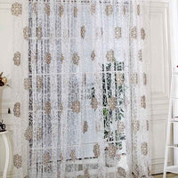 HKM-957523 Floral Patterned Light-Filtering Bedroom Curtain - Brown, Purple, Green, Polyester, 1x2m