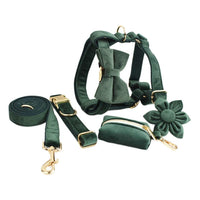 HKM-957523 Soft Fabric Velvet Pet Collar with Adjustable Sizes and Accessories