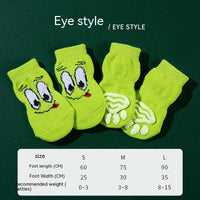 HKM-9575869 Non-Slip Cartoon Pet Socks - 4-Pack with Embroidered Designs: Bear, Frog, Duck, Panda