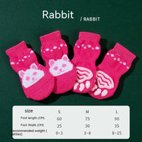 HKM-9575869 Non-Slip Cartoon Pet Socks - 4-Pack with Embroidered Designs: Bear, Frog, Duck, Panda