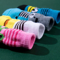 HKM-9575869 Non-Slip Cartoon Pet Socks - 4-Pack with Embroidered Designs: Bear, Frog, Duck, Panda