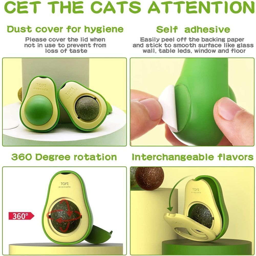 HKM-9576509 Avocado Shaped Catnip Ball Toy for Teeth Cleaning and Interactive Play