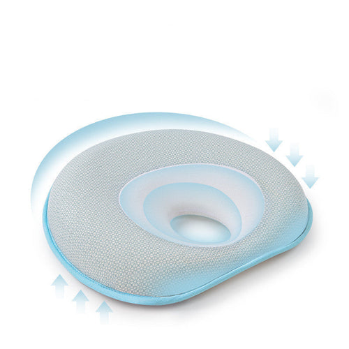 HKM-957651 Round Memory Foam Pillow with Pure Cotton Cover for All Seasons - Blue and Light Blue Options