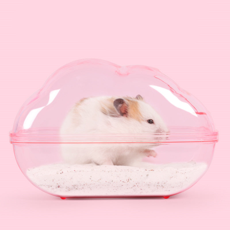 HKM-9576893 Dual-Purpose Cloud-Shaped Hamster Bathtub with Splash-Proof Design and Transparent View
