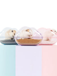 HKM-9576893 Dual-Purpose Cloud-Shaped Hamster Bathtub with Splash-Proof Design and Transparent View