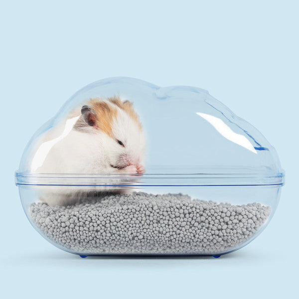 HKM-9576893 Dual-Purpose Cloud-Shaped Hamster Bathtub with Splash-Proof Design and Transparent View