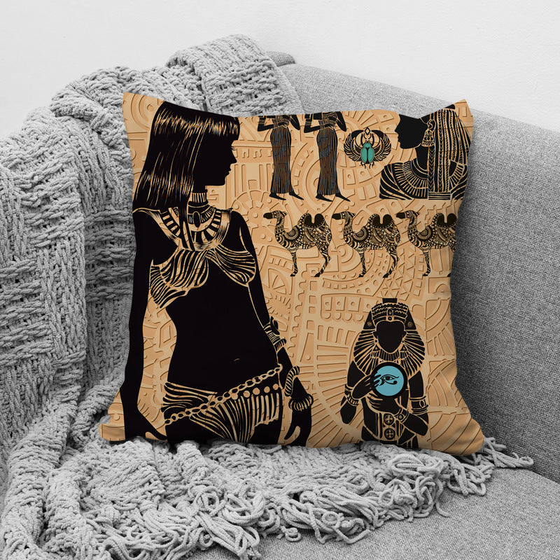 HKM-957779 African Ethnic Style Character Print Cushion Pillow for Office and Home 45x45cm