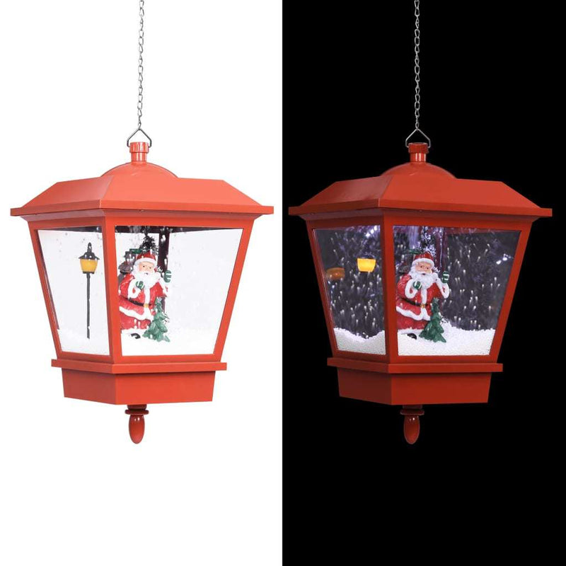 HKM-957779 Santa Claus LED Hanging Lamp with Snowfall Effect - 27x27x45 cm Red Decorative Light