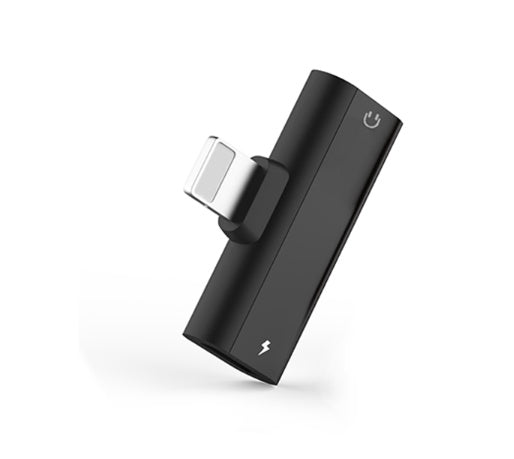 HKM-957843 Dual Lightning Audio Adapter for iPhone Models - Aluminum Alloy, Red/Blue/Black, 2.1A Charging, 2.9cm Length