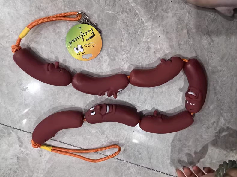 HKM-9578813 Thick Dog Traction Chain with Funny Sausage Design for Small and Medium Pets