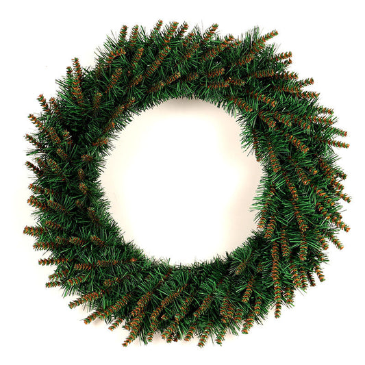 HKM-957907 Festive Green PVC Christmas Wreath with Optional Light - 40cm & 30cm