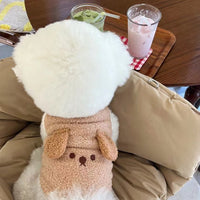 HKM-9579581 Embroidered Puppy Vest for Autumn and Winter in Brown and Beige, Sizes XS to XL