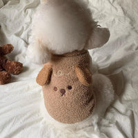 HKM-9579581 Embroidered Puppy Vest for Autumn and Winter in Brown and Beige, Sizes XS to XL