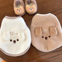 HKM-9579581 Embroidered Puppy Vest for Autumn and Winter in Brown and Beige, Sizes XS to XL