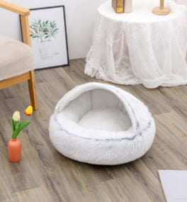 HKM-9579837 Cozy Cocoon Pet Bed for Dogs and Cats, Soft Plush Calming Bed for Relaxation and Joint Support