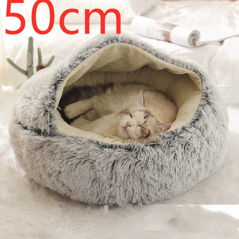 HKM-9579837 Cozy Cocoon Pet Bed for Dogs and Cats, Soft Plush Calming Bed for Relaxation and Joint Support