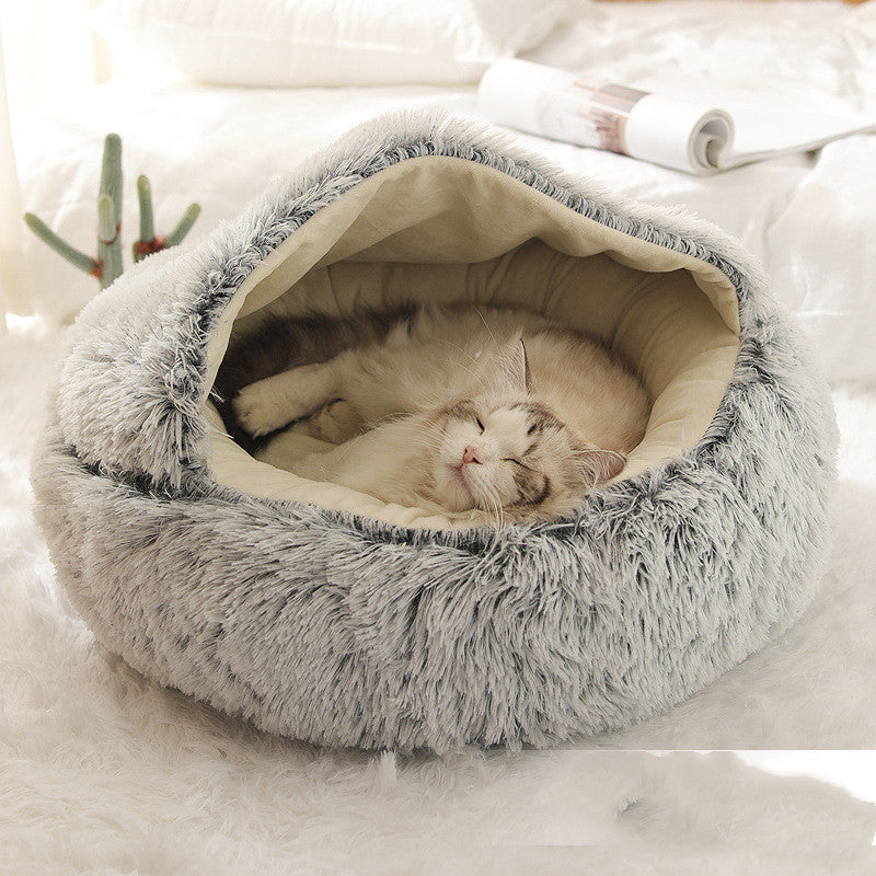 HKM-9579837 Cozy Cocoon Pet Bed for Dogs and Cats, Soft Plush Calming Bed for Relaxation and Joint Support