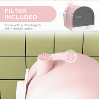 HKM-9580477 Pink Hooded Cat Litter Box with Scoop, Air Filter, and Removable Tray