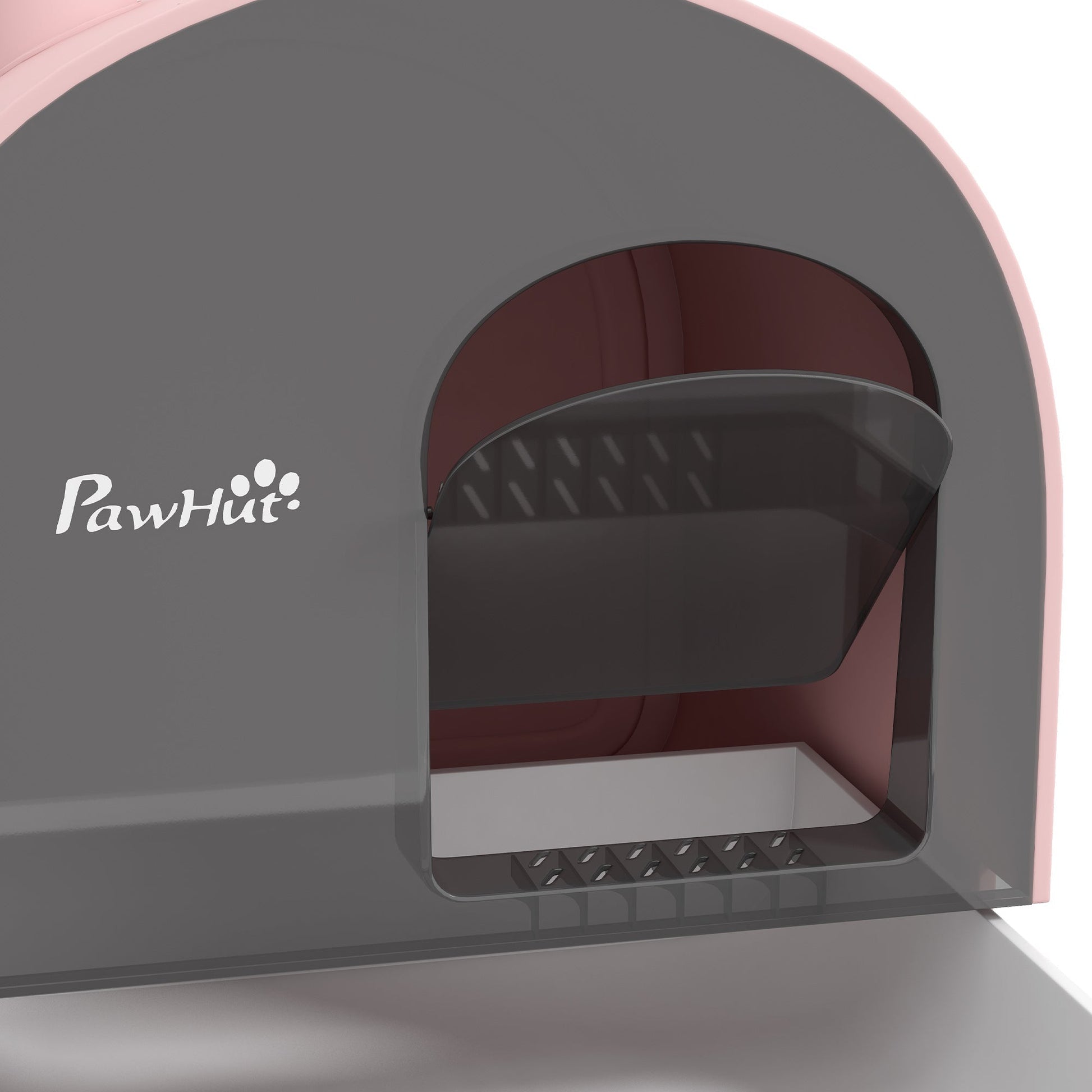 HKM-9580477 Pink Hooded Cat Litter Box with Scoop, Air Filter, and Removable Tray