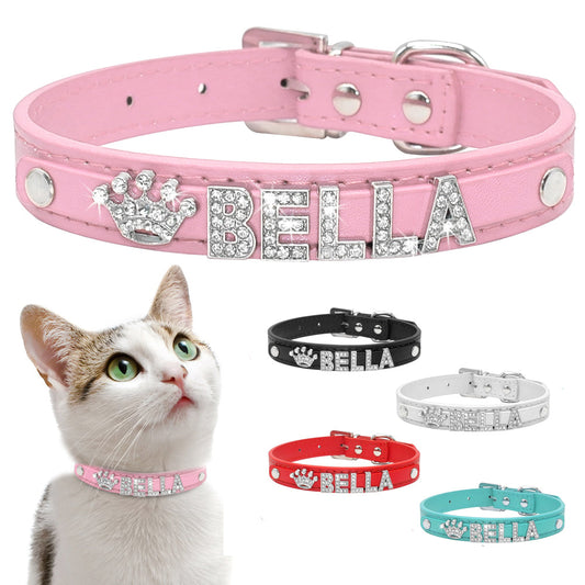 HKM-9580861 Personalized Rhinestone Cat and Small Dog Collar in Multiple Colors