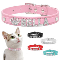 HKM-9580861 Personalized Rhinestone Cat and Small Dog Collar in Multiple Colors