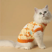 HKM-9582781 Cozy Orange Cherry Cat Sweater for Autumn-Winter, Windproof and Warm