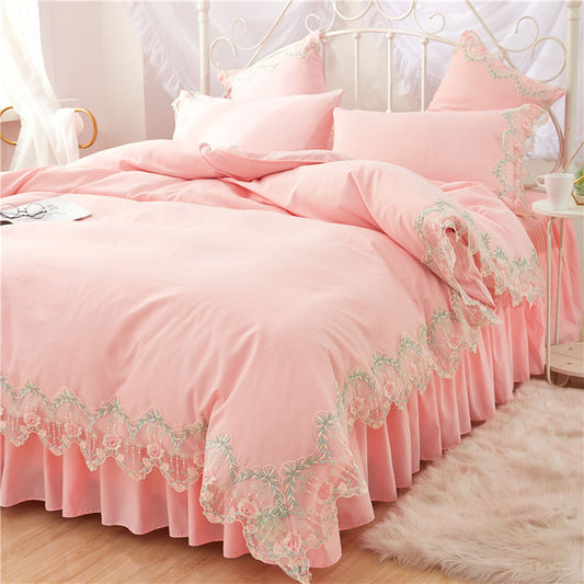 HKM-958291 Elegant Four-Piece Polyester Bedding Set in Various Styles and Colors