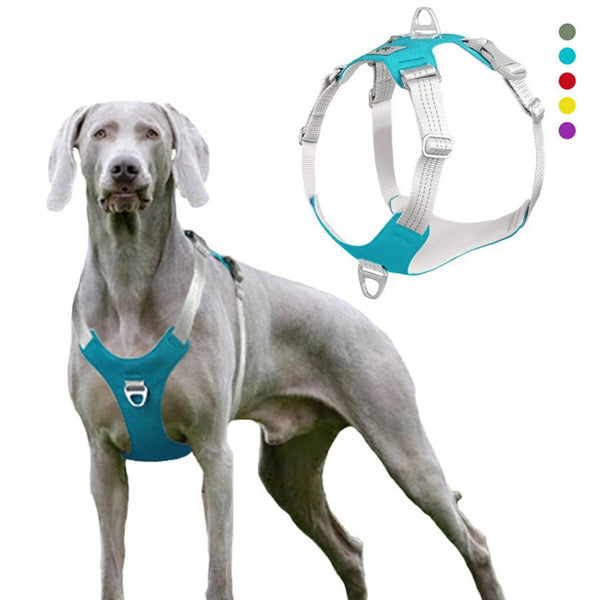 HKM-9584061 Reflective Nylon Pet Chest Harness with Traction Rope, Breathable and Adjustable