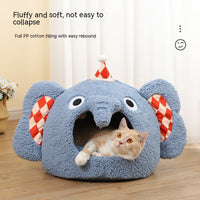 HKM-9584829 Rabbit Ear Shaped Multi-Purpose Pet Bed for Cats - Cozy Elephant Design Suitable for All Seasons