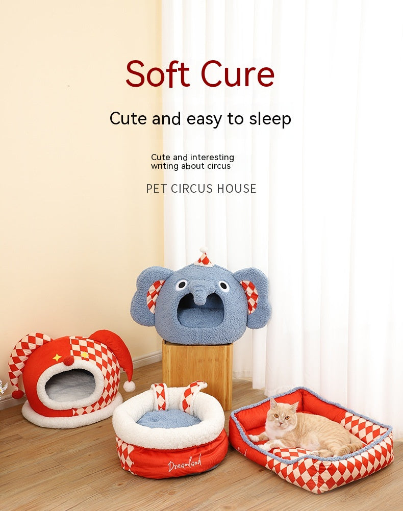 HKM-9584829 Rabbit Ear Shaped Multi-Purpose Pet Bed for Cats - Cozy Elephant Design Suitable for All Seasons