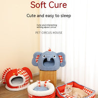 HKM-9584829 Rabbit Ear Shaped Multi-Purpose Pet Bed for Cats - Cozy Elephant Design Suitable for All Seasons
