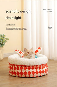 HKM-9584829 Rabbit Ear Shaped Multi-Purpose Pet Bed for Cats - Cozy Elephant Design Suitable for All Seasons