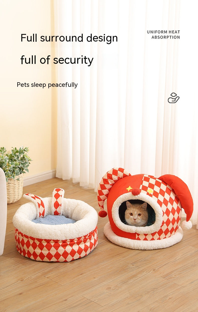 HKM-9584829 Rabbit Ear Shaped Multi-Purpose Pet Bed for Cats - Cozy Elephant Design Suitable for All Seasons