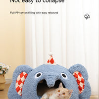 HKM-9584829 Rabbit Ear Shaped Multi-Purpose Pet Bed for Cats - Cozy Elephant Design Suitable for All Seasons